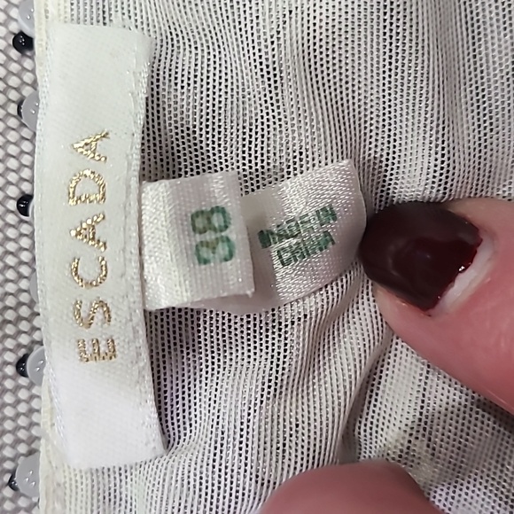 Escada Black/ White Embellished Beaded Stretch V-neck Long Sleeve Fitted 38 US 6 - Picture 11 of 11